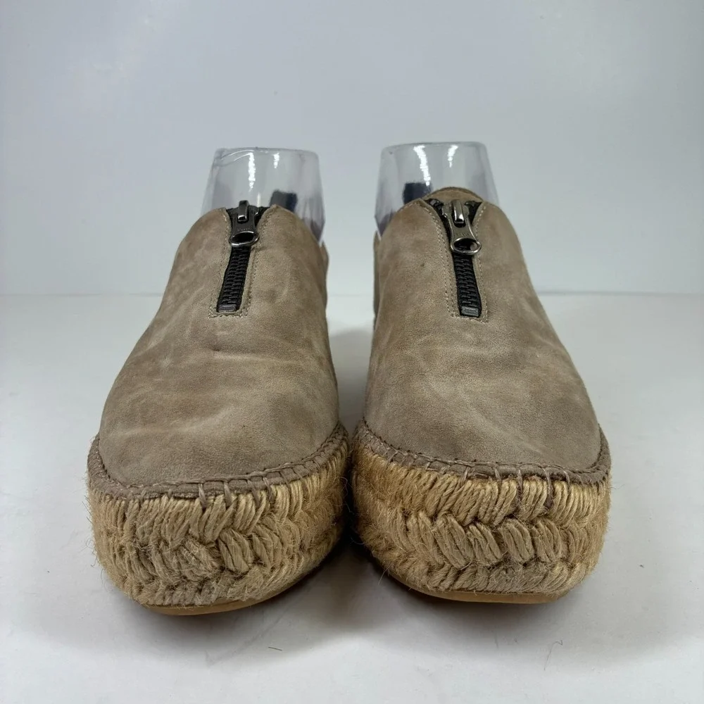 Eric Michael Serena Women's US 8.5–9/39 Taupe Suede Zip Espadrille Platform Shoe
